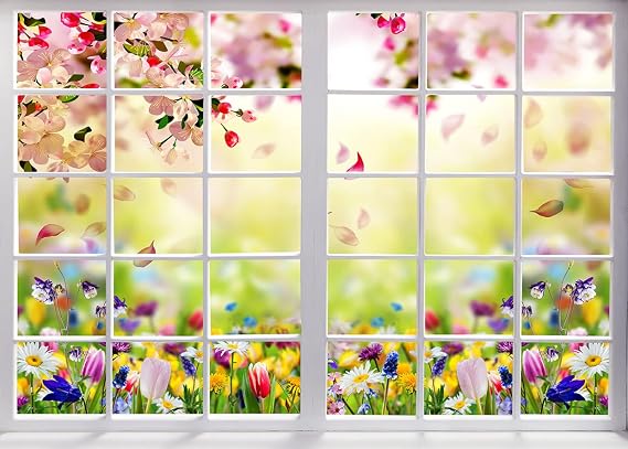 Spring Backdrops for Photography Floral Backdrop Spring Flowers Backdrop Window Background 7x5ft F-41
