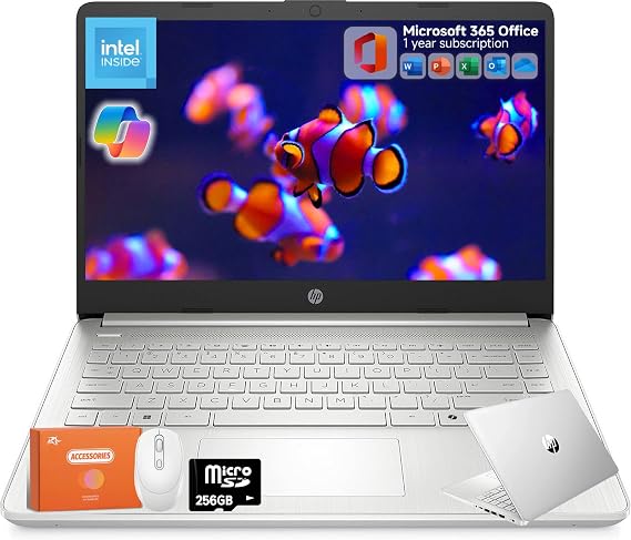 HP 14 Inch Business Laptop, Intel N150, Natural Silver, 16GB RAM