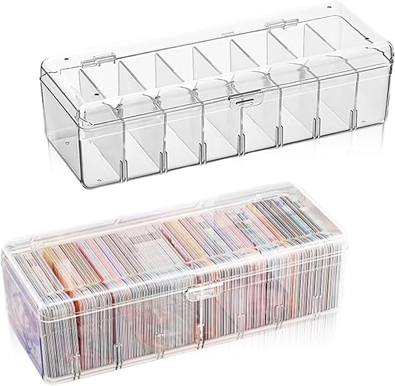 2PCS Index Card Box, Clear Playing Card Case Deck Dividers Storage Boxes with Lid Trading Card Storage Box for Business Trading Sports Cards