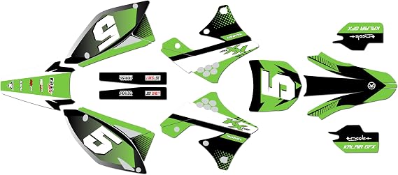 Graphics Kit for Kawasaki KX250F (2009-2012) Turbo Series Green 16 Mil-Dirt bike Custom Racing Graphics Decals Stickers Kit, no-plastics