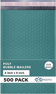 Green Small Bubble Mailers 4x8 Inch #000 | Thick Padded Poly Bubble Mailer Envelopes | 500 Pack Bulk | Trading Card Sports Card Shipping