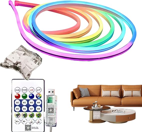 Smart Light Strip - Color Changing RGB Strips, Stunning Design App Control Neon Light Strips | Small Neon Strip Lights For Home Theater Under Cabinet Bedroom Living Room Study Area Holiday Party