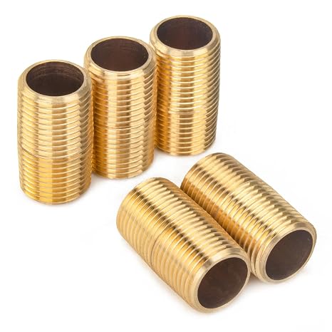 LTWFITTING Brass Pipe 1-1/2" Long Nipple Fitting 1/2 Male NPT Air Water(Pack of 5)