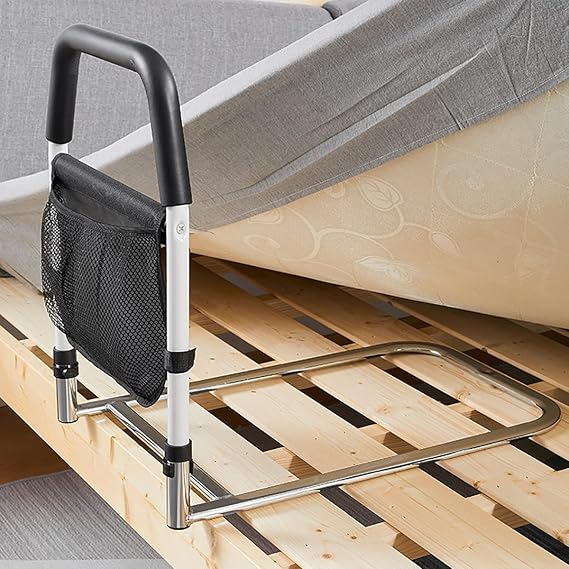 Bed Railm,Bedside handrail,Bed Rail for Seniors,Side Assist Handle Bar Safety Rail Rails,with Storage Pocket and Fixing Strap,Fall Prevention Grab Bar Mobility Aid