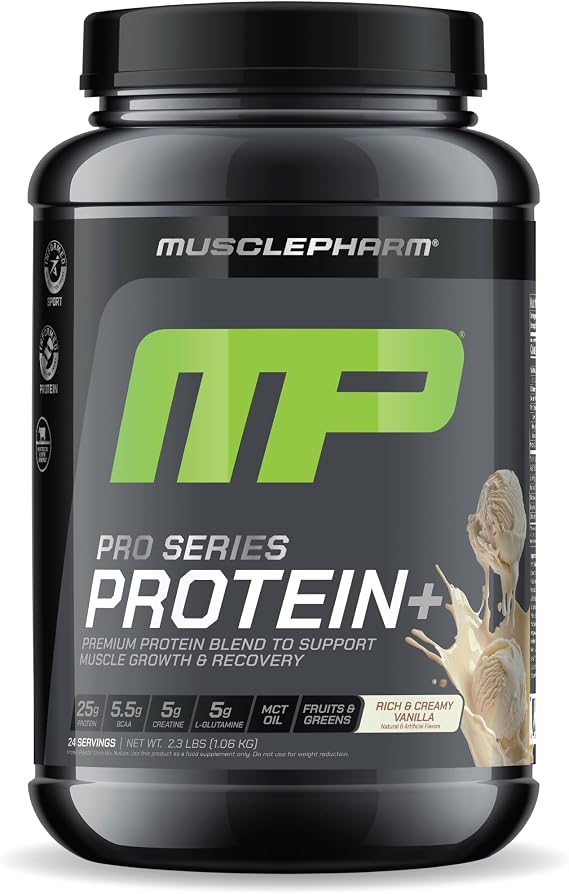 Muscle Pharm Pro Series Protein+ Creamy Vanilla - 2.5 lb - 24 Servings | 26g Whey Protein, 7-in-1 Blend, Creamy Vanilla Flavor, Muscle Growth Support, Workout Recovery Nutrition
