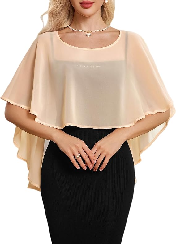 Avidlove Chiffon Shawl Wraps for Evening Dresses Wedding Bridesmaid Cape