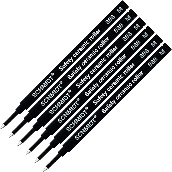6 Pack - Schmidt 888 Black Medium Rollerball Refill