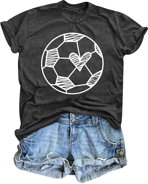 Soccer Mom Shirt Women Soccer Heart Graphic Shirt Game Day Football Tops