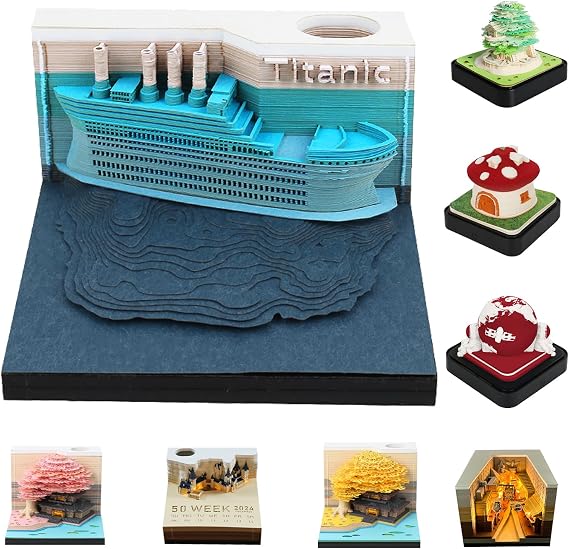 2026 3D Calendar Memo Pad,Led Time Piece Calendar,Creative Desk Calendar Notes Notepad,Paper Carving Sticky Calendar1,Craft Desktop Decoration Sculpture Gift,School,Home,Office (Ships)
