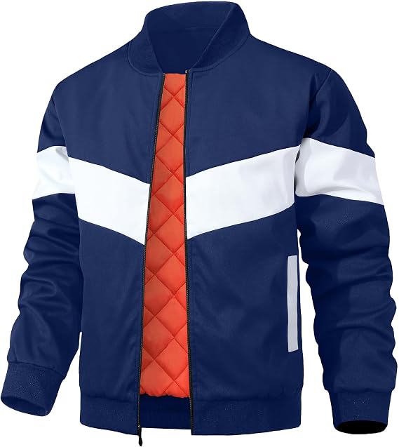 Zaitun Men's Jackets Lightweight Bomber Jacket Winter Warm Quilted Lined Coats Casual Windbreaker Varsity