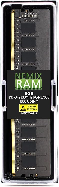 NEMIX RAM 8GB (1X8GB) DDR4 2133MHz PC4-17000 1Rx8 1.2V 288-PIN ECC UDIMM Unbuffered Memory