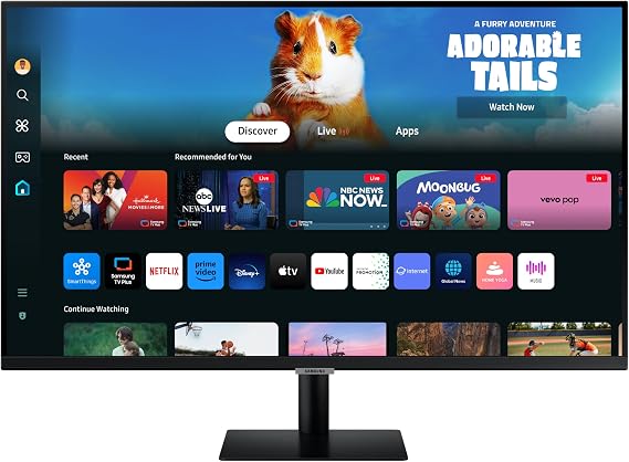 Samsung 32" M5 Black FHD Smart Monitor Smart TV App, Game Hub, Multiple Ports LS32DM500ENXGO Canada Version 2024