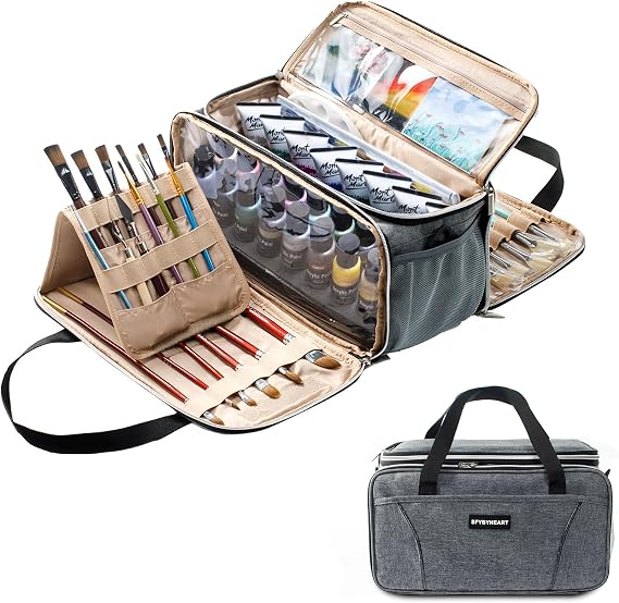 SFYBYHEART Acrylic Paint Storage, Craft Organizer, Art Supply Organizer, Art Tote Bags, Paints Brush Holder for Apple Barrel Acrylic Painting, Palette Board