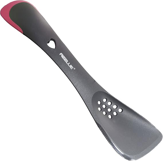 Kitchen Utensil 5 in 1 Multifunctional Nonstick Cutter, Turner, Colander, Soup Spoon, Spatula, Red