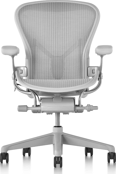 正規品 Herman Miller ハーマンミラー Aeron Chair, Office Chair, B Medium Size, Mineral Gray, BB Casters AER1B23DWALPVPRSNADVPBBDVP23101