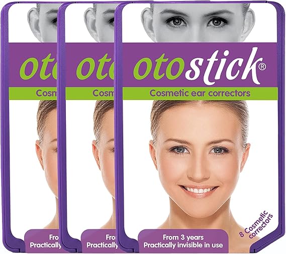 otostick x 3 Pack Standing Ears Inconspicuity Tape Silicone Stickers, Genuine Product, Japanese Instruction Manual with QR and Video for Correct Installation