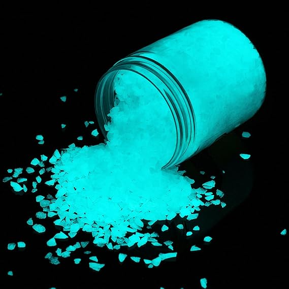Shiny Stone Glow in The Dark Aquarium Gravel Sand, 3-5mm, Aqua | Neon, Decorative Rocks, For Fish Tank and Fairy Garden, 305g/0.67lbs
