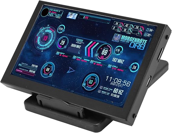 Yunseity 5 Inch Computer Temp Monitor, Mini Secondary Screen PC Sensor Panel Monitor, PC CPU HDD Data Monitor with DIY Theme for PC Case for Window System