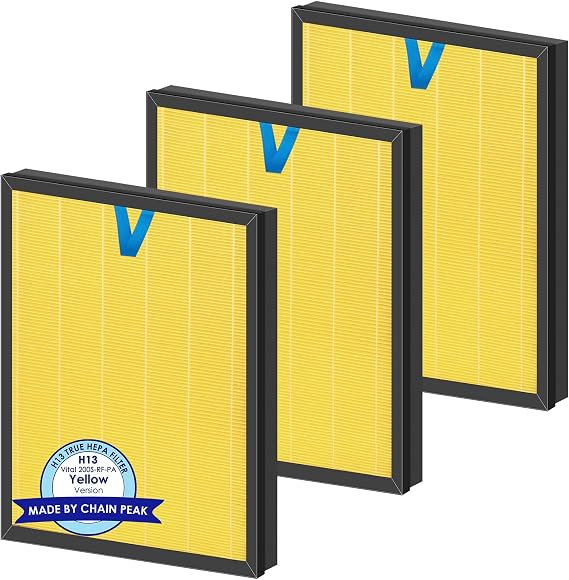 3 Pack Vital 200S Pet Care Replacement Filter Compatible with LEVOIT Vital 200S and Vital 200S-P Air Purifier, H13 True HEPA Filter, 3-in-1 Activated Carbon Filters, Replace #Vital 200S-RF-PA, Yellow