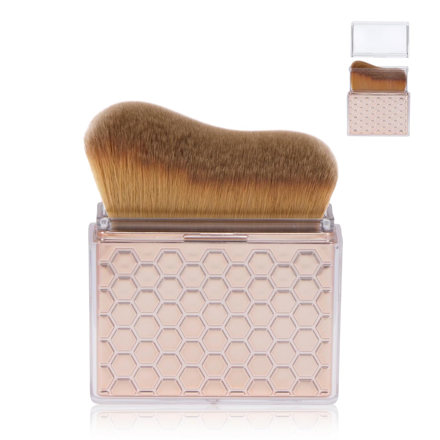Sunscreen Applicator-Sunblock Brush for Face and Body, Sun LotionCream Self Tanner,Bronzer Self Tan Applicator, Kabuki Brush For Application with Retractable Lid Travel Size（Rose-Gold