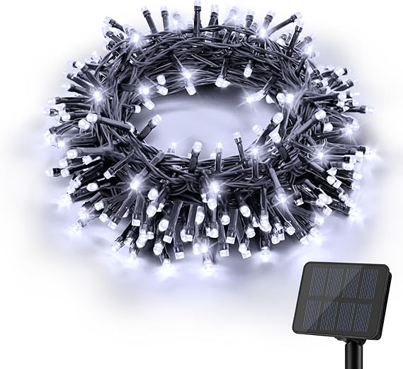 Gcstnn Solar String Lights Outdoor, 5M 50 LED Solar Powered Fairy Lights, 8 Modes IP65 Waterproof Solar Lights for Garden Patio Yard Party Christmas(Cool White) [Energy Class F]