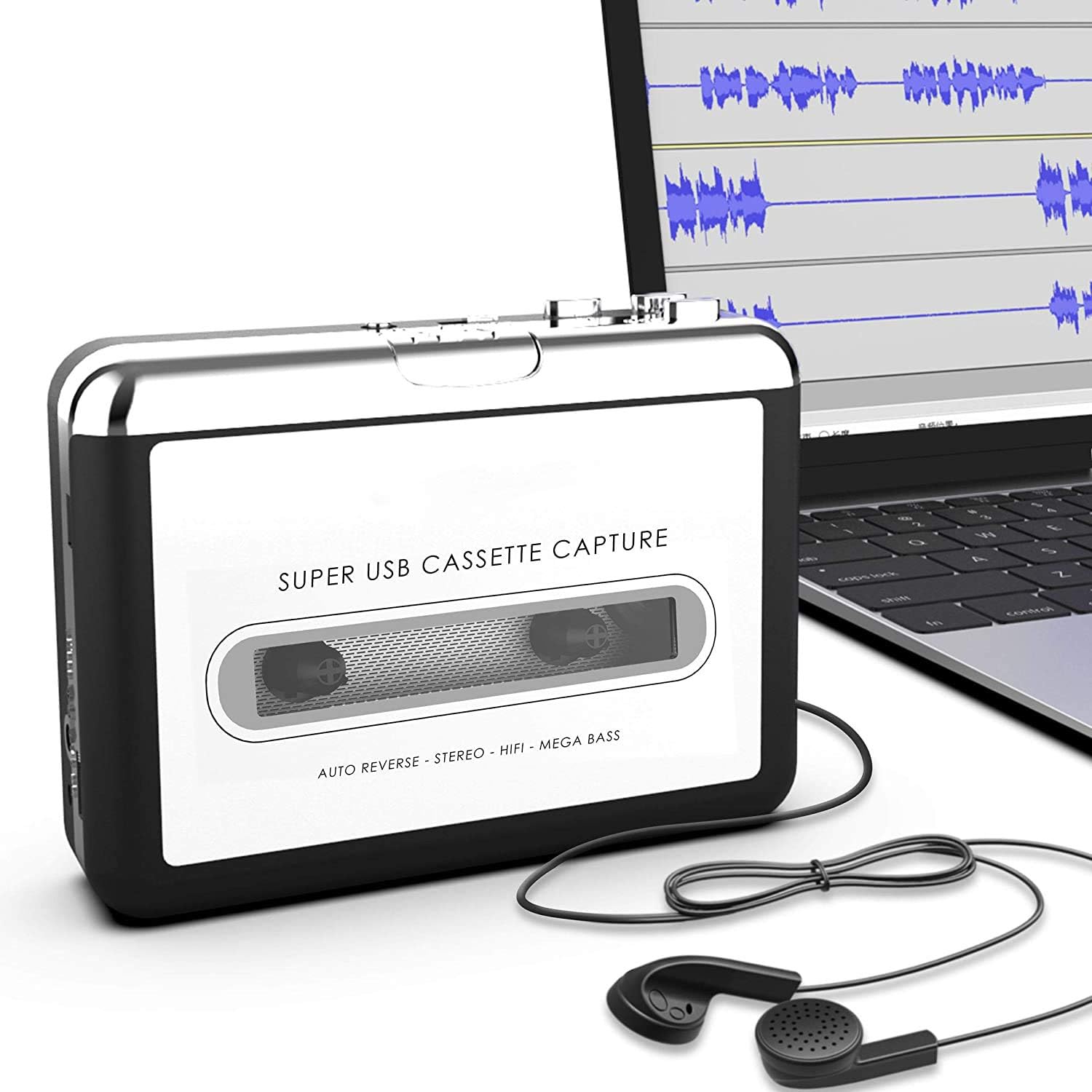 Cassette Player-Cassette Tape To MP3 CD Converter Via USB,Portable Cassette Tape Converter Captures MP3 Audio Music,Convert Walkman Tape Cassette To MP3 Format,Compatible with Laptops Mac and Personal