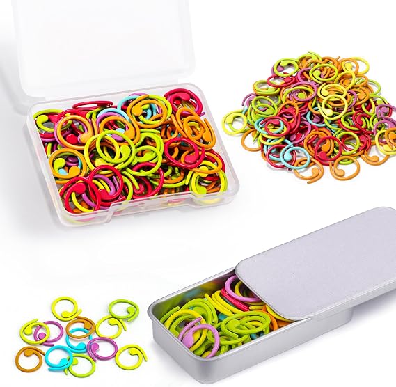 150pcs Metal Stitch Markers, Spiral-Shaped Stitch Markers for Crocheting, Colorful Crochet Ring, Crochet Marker for Crocheting and Knitting with Storage Box