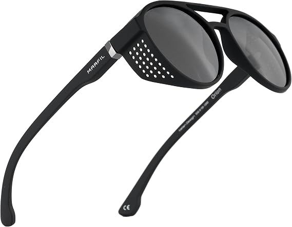 Marfil Orion Round Sunglasses Steampunk Goggles - Womens Sunglasses Uv 400 Filter, Circle Men Sunglasses