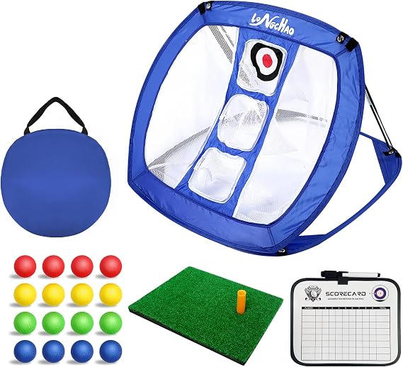 Golf Chipping Net Pop Up - Backyard/Indoor Practice Net with Hitting Mat, Ideal for Short Game & Accuracy Practice