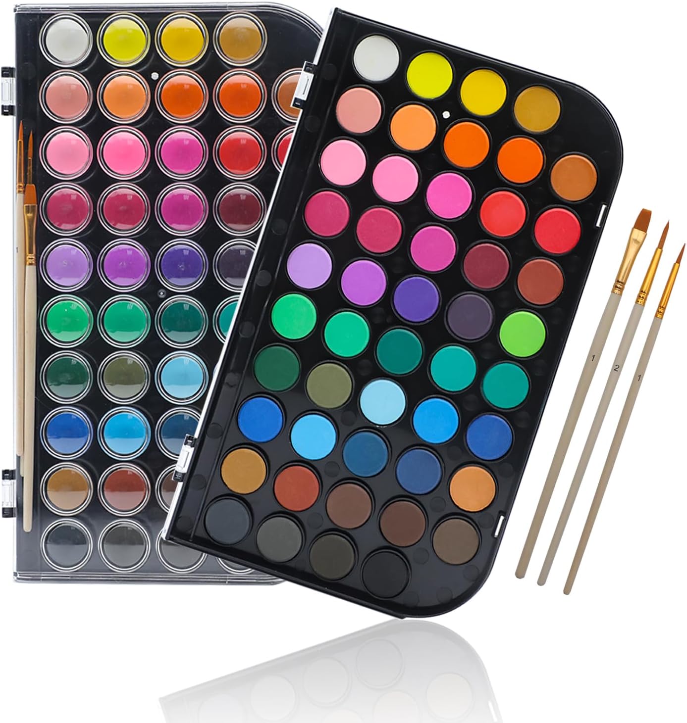 artecho watercolor paints 48 colors with 3 brushes and 1 palette portable and easy to use ideal for artists hobby painters school art lessons