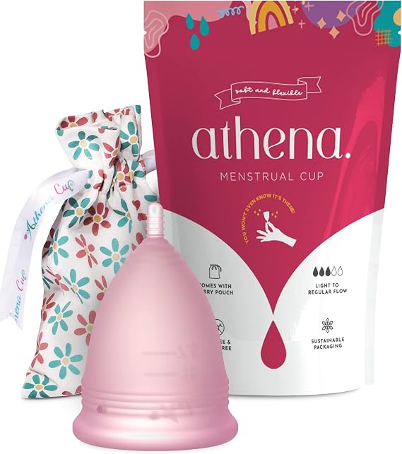 Athena Menstrual Cups - Larger Size - The Original Softer Reusable Period Cups for Women for Regular to Heavy Flow No Shift Menstruation Cup with Form Fit Rim for Easy Insertion