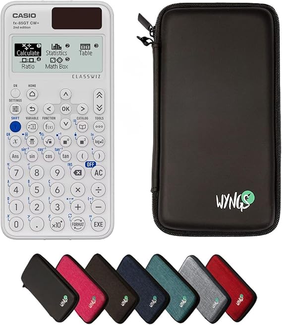 Casio fx-85GTCW+ White including a WYNGS protective case in Black - Basic Set
