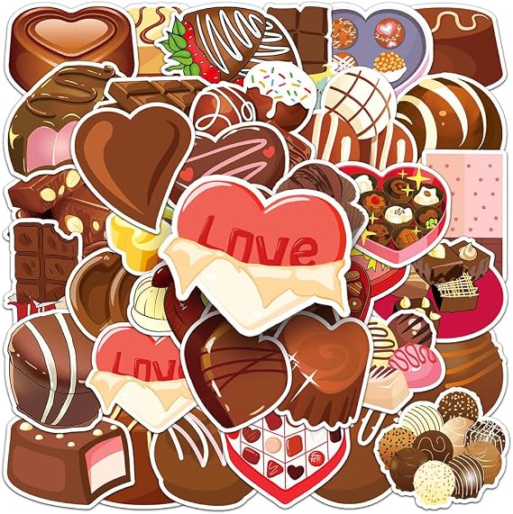 Chocolate Stickers |50Pcs Chocolate Waterproof Vinyl Decals for Bike Water Bottles Laptop Bicycle Refrigerator Cup Luggage Computer Mobile Phone Skateboard Decor
