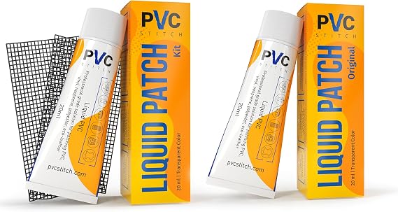 PVC Stitch Liquid Repair Patch for Air Mattresses, Waterbeds, Glue Inflatable Boats, Rafts, ISUPs, Above-Ground Pools, Bouncy Houses, Hot Tubs, Air Tracks, Works on Blow-ups PVC & PU