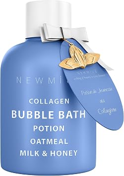 Collagen Luxury Bubble Bath Long Lasting Foam with Oatmeal Milk Honey Moisturizing Relaxing Stress Relief Calming Self Care Spa Gift for Women and Men