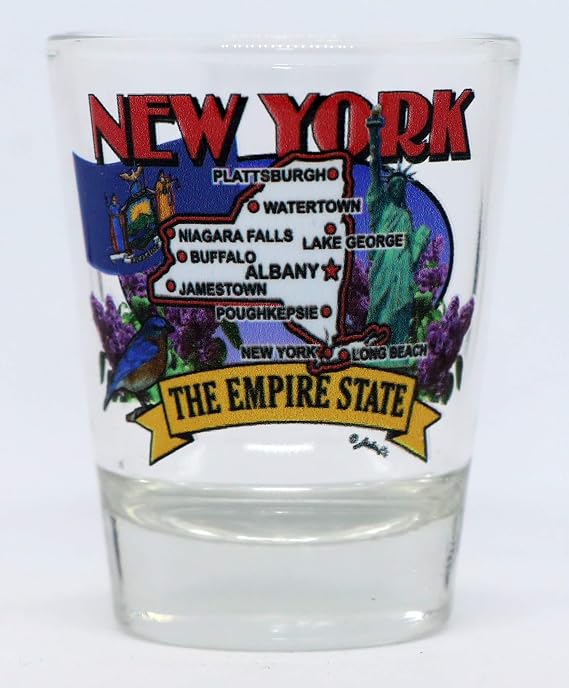 World By Shotglass New York State Elements Map Shot Glass