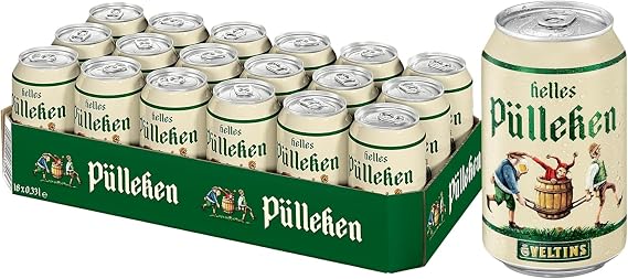 Helles Pülleken Light Beer 18 x 0.33 L Disposable Cans Mild and Easy to Drink