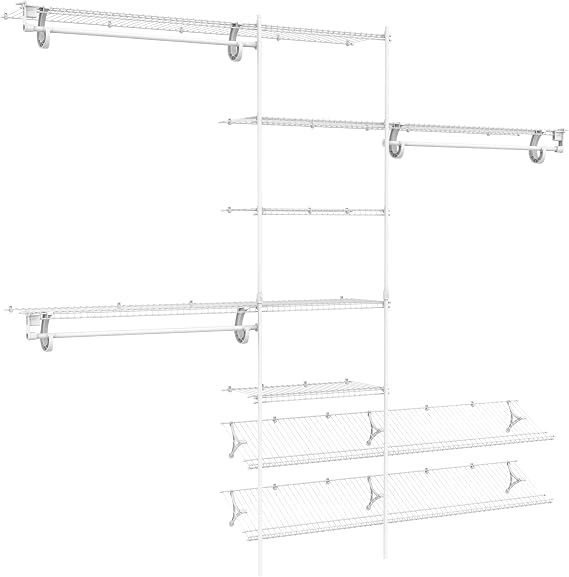 ClosetMaid 5037 5Ft. To 8Ft. Fixed Mount Closet Organizer Kit, White