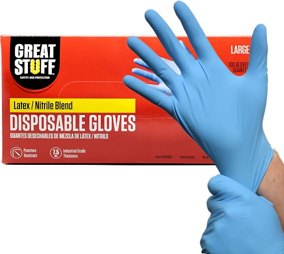 Great Stuff Latex Nitrile Blend Disposable Gloves, 7.5 Mil, 100 Ct - L, XL