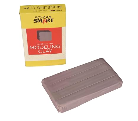 School Smart Modeling Clay for School and Home Use, Permanently Soft Design, 1 Pound, Gray Color