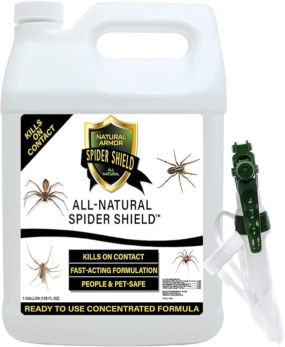 Natural Armor Spider Killer & Repellent - 1 Gallon (128 oz) w/Sprayer | Kills & Repels Spiders Indoors and Outdoors with Peppermint Formula