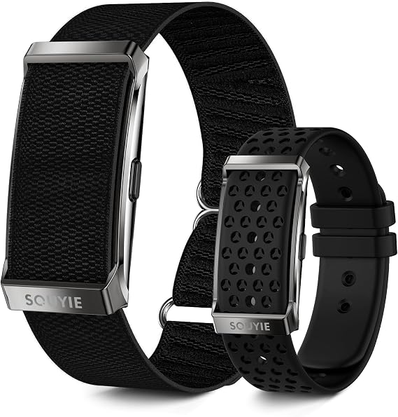 SOUYIE Smart Bracelet for Men Women, 24/7 Health Activity Fitness Trackers | Screenless, Sleep Tracker, 24/7 Heart Rate/Blood Pressure/SpO2/HRV/Stress Monitor, 170+ Sports Modes, 1ATM, Free APP, 2 Bands