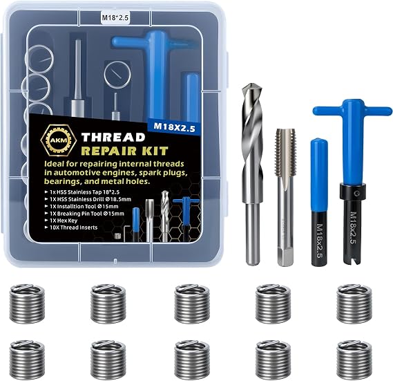 AKM 15PCS M18*2.5 Metric Thread Repair Kit