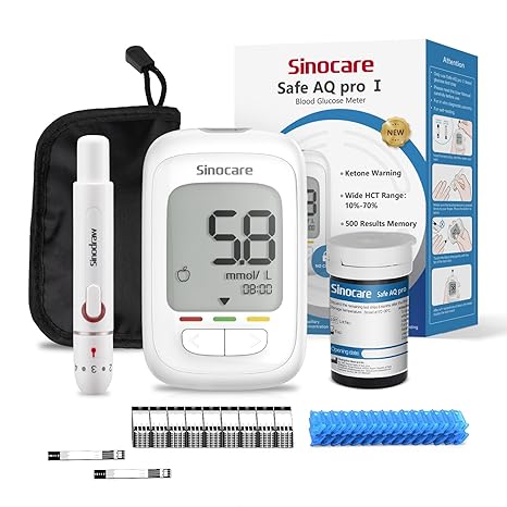 Safe AQ pro I Blood Sugar Monitor with 25 Strips&25 Lans-Ketone Test Remind