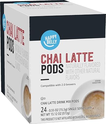 Happy Belly Tea Pods Compatible with 2.0 K-Cup Brewers, Chai Latte, 24 Count Previously Solimo