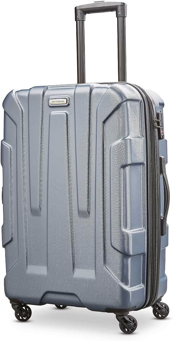 Samsonite Centric Hardside Expandable Luggage with Spinner Wheels, Blue Slate, Checked-Medium 24-Inch