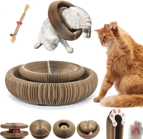 EHOTER Kitty Kurlz, Kitty Kurlz Cat Toy 2024 New Cat Accordion Toy, Accordion Cat Toy, Magic Organ Cat Scratch Board, Foldable Accordion Cat Toy, Cat Accordion Toy with Ball (1pcs)