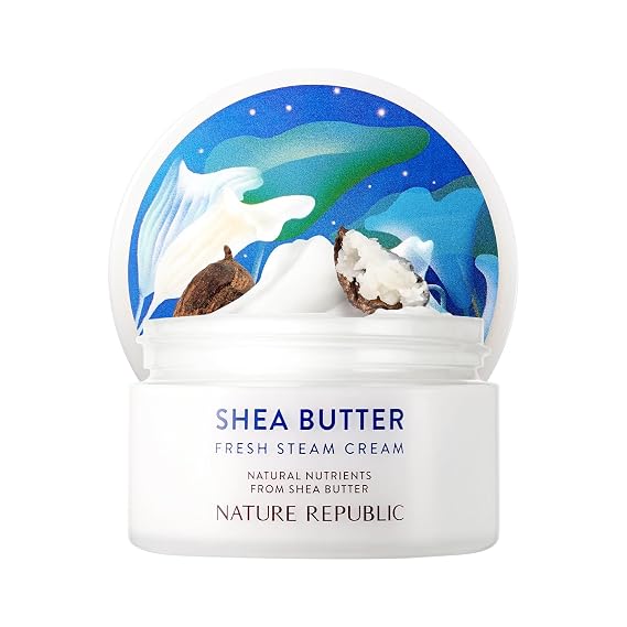 Nature Republic Shea Butter Steam Cream Fresh 100 ml / 3.38 fl. oz. Moisturizer, Facial Cream, Vitamin, Nourishing, Skincare, Sensitivity, Protective Barrier