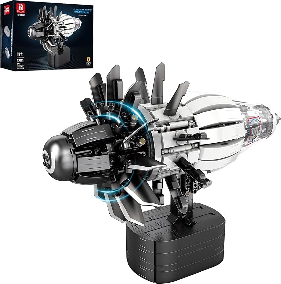 Reobrix Jet Turbofan Engine Model Kit,Aircraft Engine Model for Adult 33018