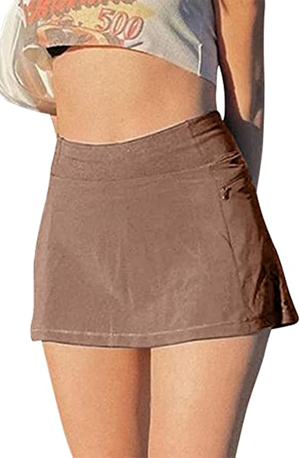 SAFRISIOR Women Y2K High Waisted Micro Mini Skirt Stretch Lining Short Skirt Tennis E-Girls 90s A-Line Punk Style Skort